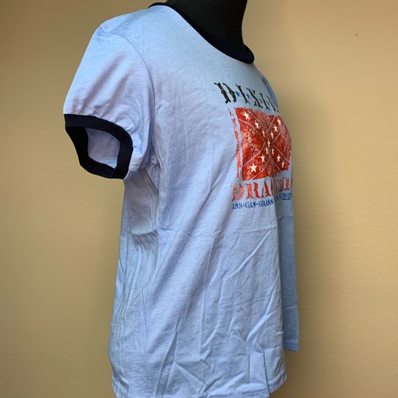 Ringer Style Tshirt Size XL Junior NEW 50%\50% Poly Cotton Dixie Dragstrip - Picture 3 of 5